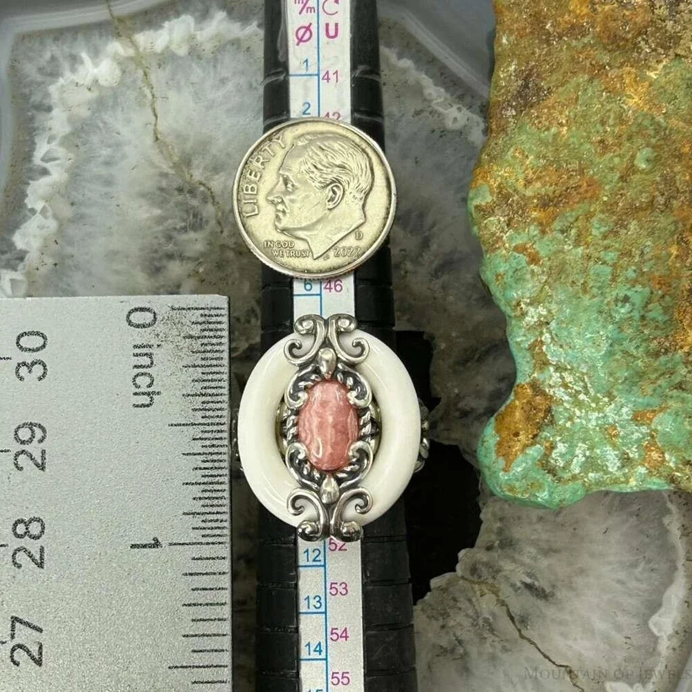 Carolyn Pollack Sterling White Agate & Rhodochrosite Ring Size 5.25 For Women